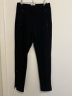 Scanlan And Theodore Cigarette Pants Thick Fabric Ankle Zips Black  S
