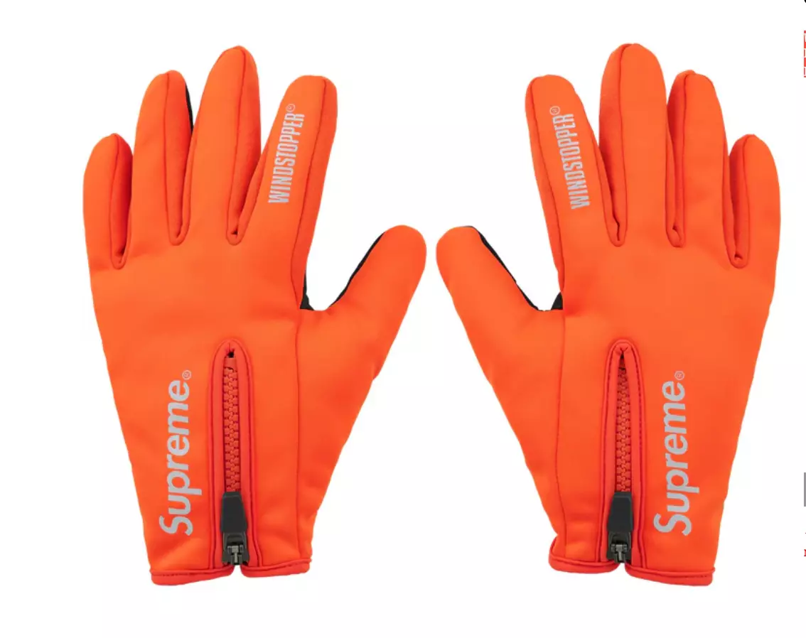 Gants zippés Supreme Windstopper orange Large   FW24
