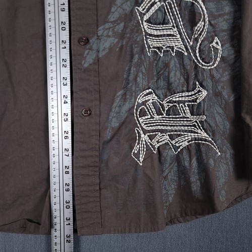 ROAR Shirt Mens Size XL Brown Long Sleeve Button Embroidered Grunge - Picture 7 of 12