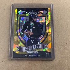 2021 Prizm Draft Picks Zach Wilson RC #168 Crusade Gold Cracked Ice Prizm A-43