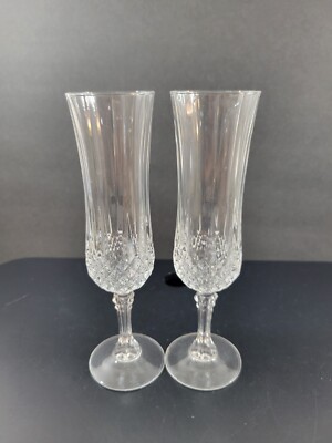 2 Cristal d' Arques 8'' Tall Crystal Champagne Flutes 4 oz