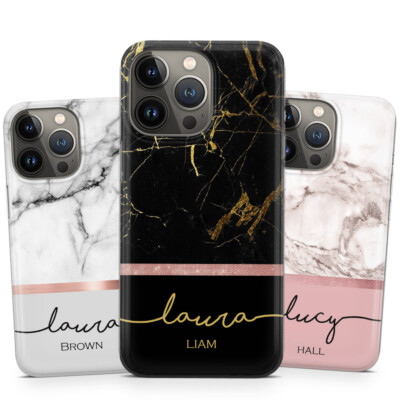 PERSONALIZED CUSTOM NAME Marble Design Soft Gel Phone Case for iPHONE 14 13 12