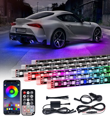 #ad #ad Xprite 6PCS RGB LED Rock Light Strip Car Underglow Neon Kit Music Dancing Remote $59.99