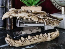Ebros Gift Skeleton Bone Dragon Head Stapler Office Desktop Accessory 6.75" L