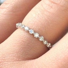 Round Cut 1.50 Carat Moissanite Eternity Wedding Band Solid 14K White Gold VVS1