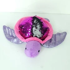 Adventure Planet Sea Turtle Sequins Glitter Reversible Stuffed Animal Plush 8" L