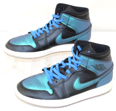 Nike Air Jordan 1 Womens 7.5 Mid Metallic Turquoise Lace Up Shoes  