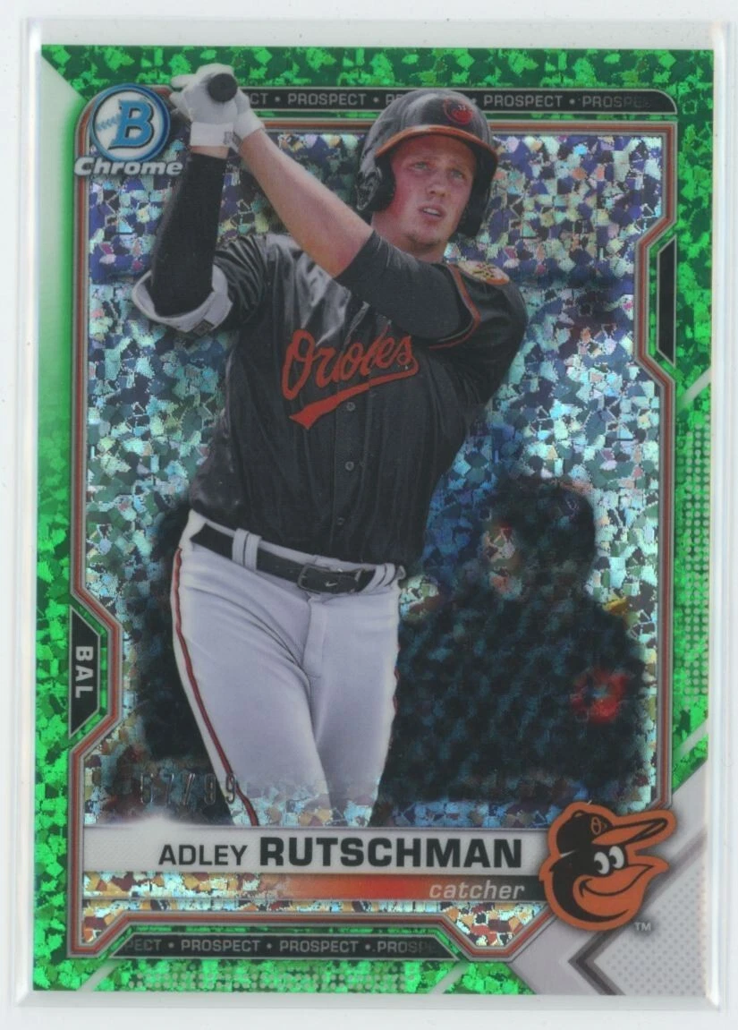 2021 Bowman Chrome Baseball Green Shimmer Prospect Adley Rutschman /99 #BCP121