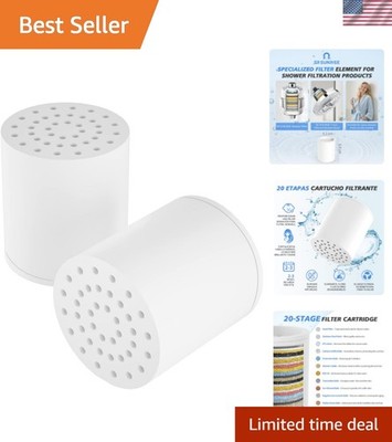 2-Pack 20-Stage Shower Filter Cartridge Set - Reduces Chlorine, Promotes Health