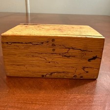 vtg Spalted Wood Sliding Lid Box Handmade Rustic Storage Trinket Box read