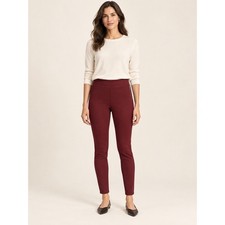 Ann Taylor Women Skinny Pants 0P Burgundy Side Zip Ponte Stretch Workwear Petite