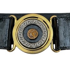 Vintage 90  s Versace Versus Lion Head Belt, 28  , Black  Gold