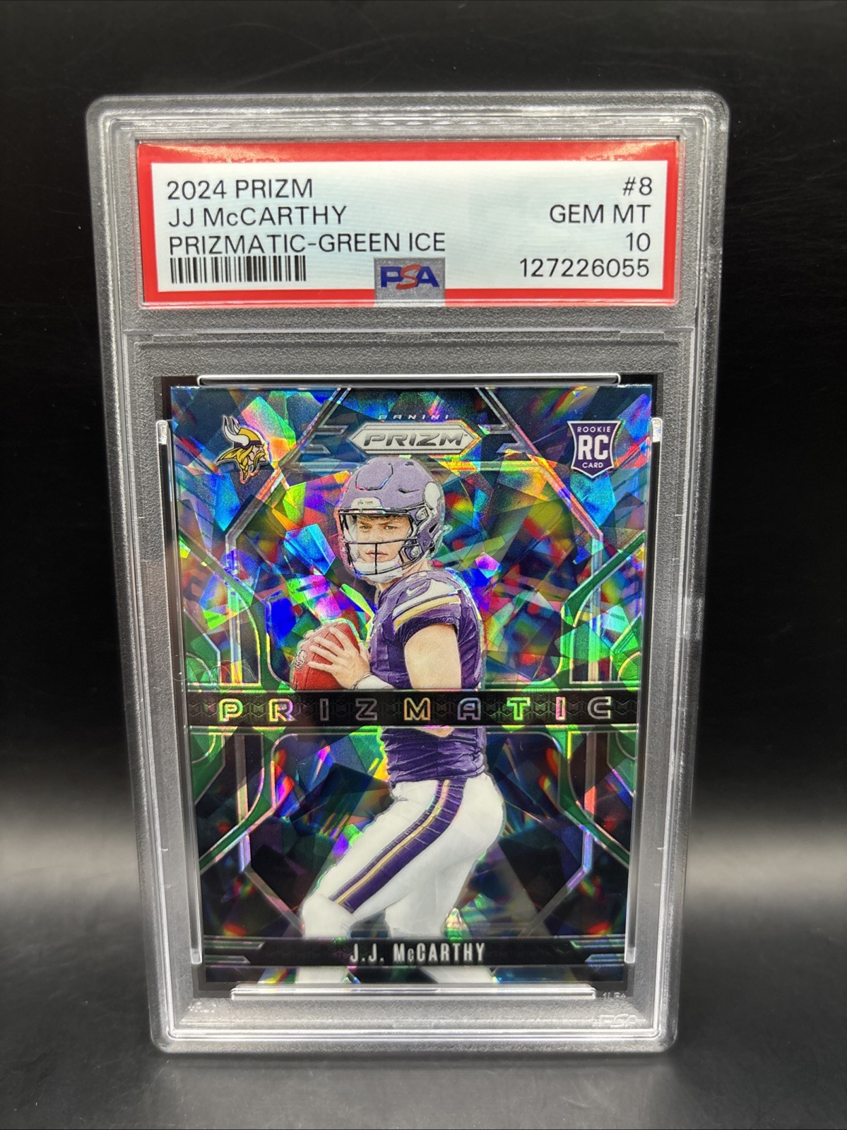 JJ McCarthy Panini Prizm Prizmatic #8 Green Ice