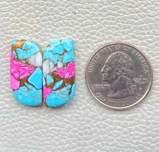 Cotton Candy Pair Kingman Turquoise Fancy Cabochon Gemstone 26 Ct F0 289