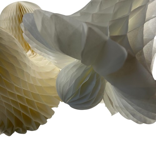 Vintage Tissue Paper Honeycomb Wedding Bell Decorations Set of 6 Bridal Shower - Picture 7 of 13