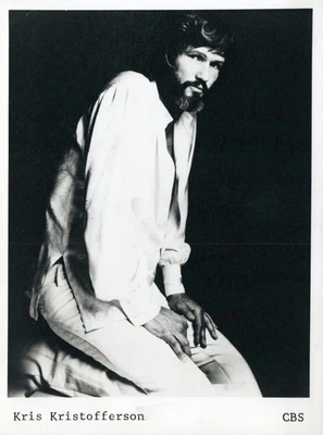 Kris Kristofferson Foto Original CBS Negro y Blanco Pulsar Promoción Circa 80s - Imagen 1 de 4