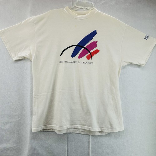 Vintage 90s IBM Visualization Data Explorer White T-shirt Mens XL Made in USA