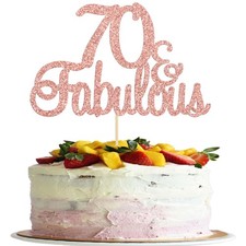 Gyufise 1 Pack 70  Fabulous Birthday Cake Toppers Rose Gold Glitter 70 Fabul...