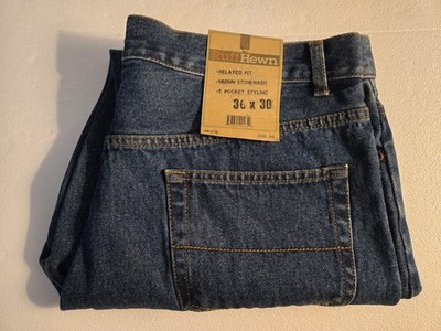 RUFF HEWN MENS RELAXED FIT 5 POCKET STYLING JEANS ( NEW WITH TAG ) 36x30