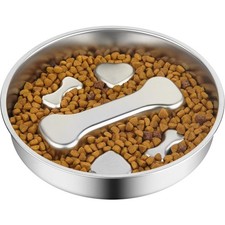 Stainless Steel Slow Feeder Dog Bowl Non Slip Lick Mat Puzzle Maze Dish for