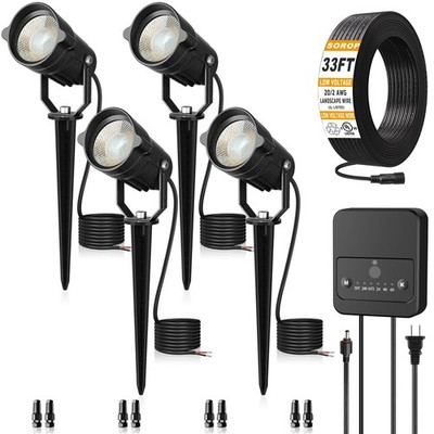 Low Voltage Landscape Lighting Kit with Dusk to Dawn Transformer - 4 Pack