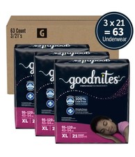 Goodnites Girls' Nighttime Bedwetting Underwear 63 Ct XL 95 - 120 Lbs