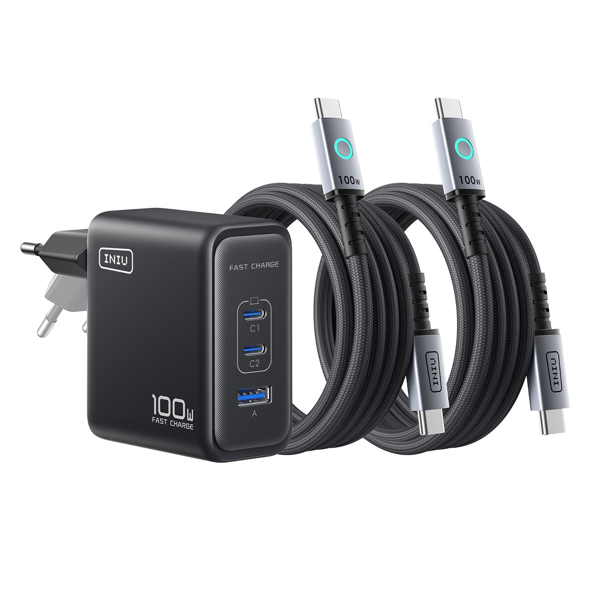 Chargeur rapide 100W triple port pour alimenter trois appareils simultanément