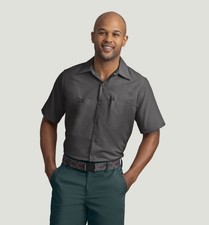 Red Kap Men's Industrial Work Shirt, Regular Fit, Short Sleeve, Brown XXL