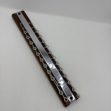 Tie Rack MCM Vintage Tie Scarf Belt Organizer wood Silve metal swinging holds 24