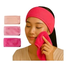 Microfiber Spa Headband & Face Towel Set – Soft Makeup One Size Fuchsia Glow