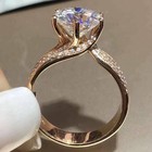 2Ct Round Cut Lab Created Moissanite Halo Engagement Ring 14K Rose Gold Plated — photo 3