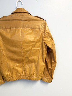 Vintage 80s Brown Leather Jacket Men's Size 40 Biker Racer Bomber