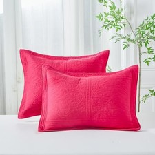 WINLIFE 100 Cotton Quilted Pillow Sham Floral Printed Pillow Cover Set of 2 ...