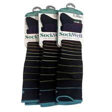Sockwell Women's Circulator Graduated Compression Socks SZ M-L BLACK STRIPE 3 Pk