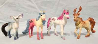 2 Schleich Bayala FLOWER 73527 Unicorn 2009, 2018 Figures Blossom Deer, Reindeer