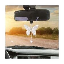 Bling Butterfly Car Accessories, Crystal Rhinestone Vehicle Rear View AB Color