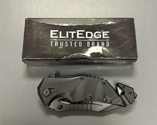 ElitEdge Military Grade Tactical Rescue Knife SKU 10845BK