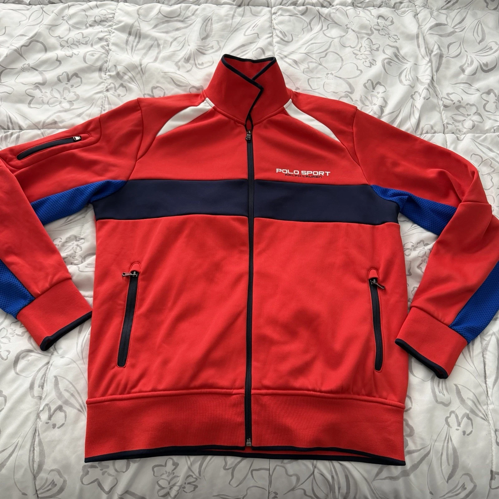 Polo Sport Performance Warm Up Jacket Mens S Red Polyester Medium Fleece Lined