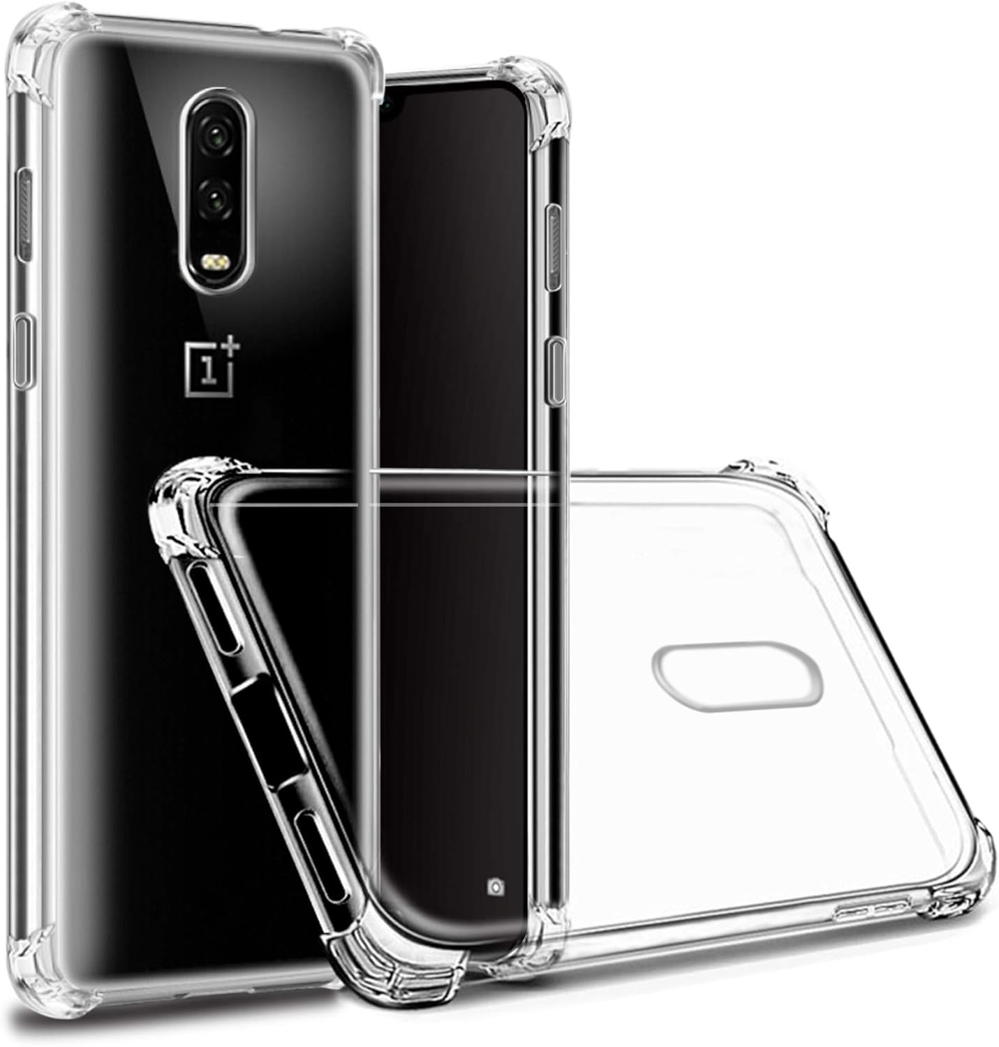Hually Case for OnePlus 6T, OnePlus 7 case, Crystal Clear TPU Gel Silicone Bump