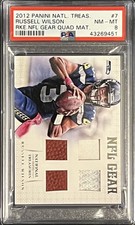 2012 PANINI NATL TREASURES RUSSELL WILSON NFL GEAR QUAD MAT 6/25 #7 PSA 8