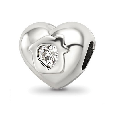 Sterling Silver Reflections Crystals Love Resides Heart Bead Pendant Necklace
