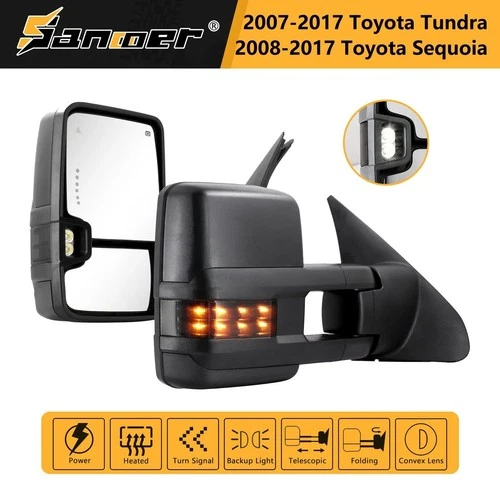 Pair Towing Mirrors BSM For 2007-2021 Toyota Tundra Power Heated Amber Signals