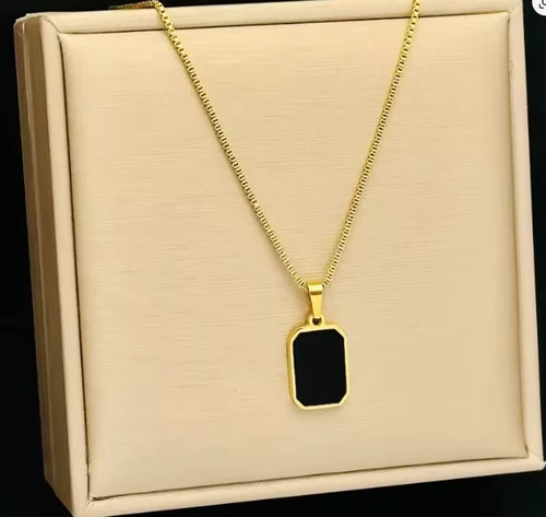 Geometric Double-sided Letter Square Pendant Necklace For Women Fashion Daily Ac - product listing photo