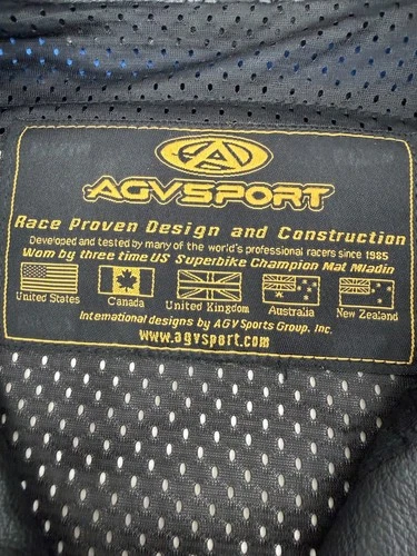 AGV Sport Suzuki GSXR Leather Motorcycle Jacket Blue Black White Mens Size 46 image 7