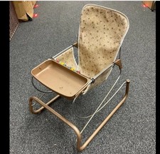 Vintage Cosco Baby Bouncer Jumper Seat Metal Tray Wooden Beads Rocker Rare