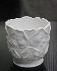 Vintage Fenton White Satin Glass Water Lily Jardiniere Planter Vase 5.5"