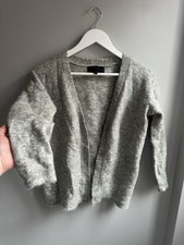 Donna Grey Mohair Blend Short Cardigan - XS/S Wool Mohair Jumper