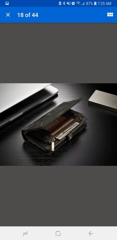 Genuine Leather Purse Wallet Case For Galaxy S8/S8+ S9 Magnetic Removable Cover - Image 3 of 4