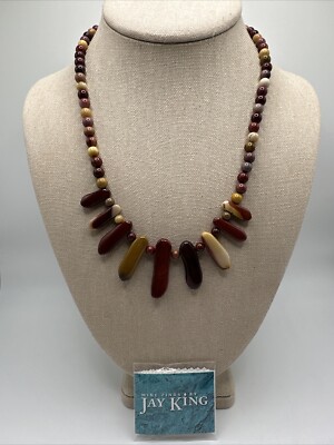 Jay King Natural Mookaite Jasper Sterling Silver Beaded Necklace 18-21 