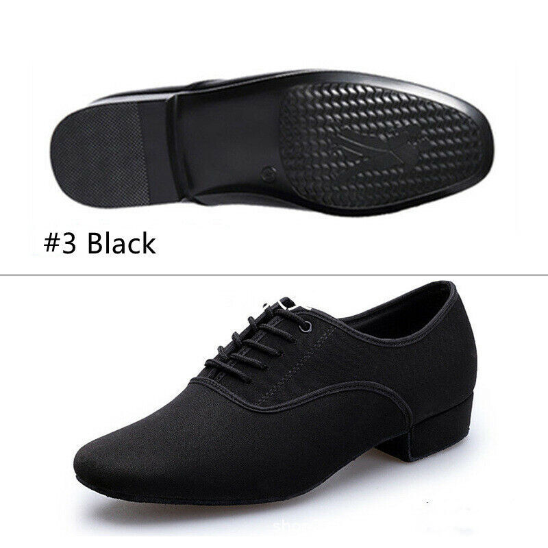 Zapatos con cordones negros de baile social transpirables ritmo latino salsa swing para hombre